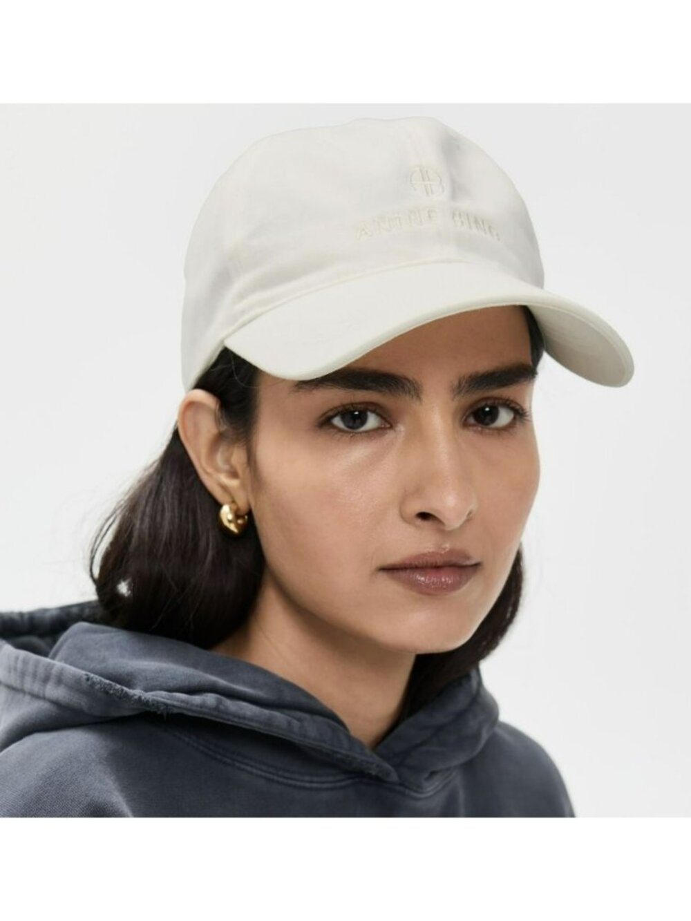Anine Bing Jeremy Baseball Cap Hat Ivory One Size New
